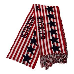 Vintage Knitmakers USA United States of America Patriotic Knit Scarf 8 X 84